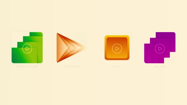 Smartphone colorful icons of folders and play command on a beige background. Motion. Digital applications design for a modern device. — Stock Video