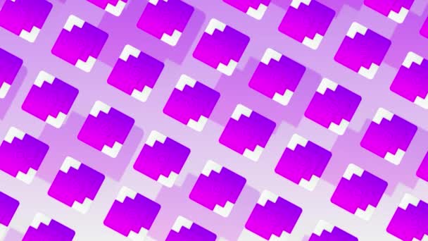 Bright background with cubes and white corners. Motion. Many colored cubes are moving slowly diagonally. Background of colored cubes with white corners — Stock Video