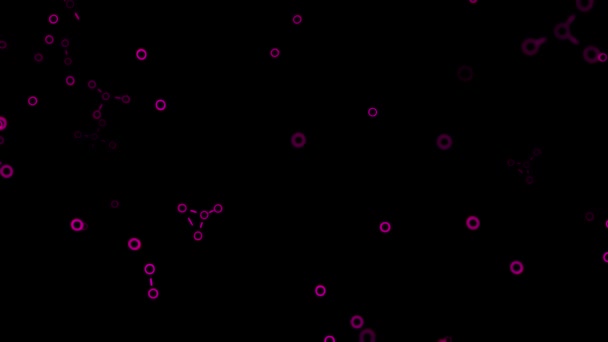 Abstrakte chemische Formeln transformieren sich auf schwarzem Hintergrund, nahtlose Schleife. Animation. Digitale Moleküle verändern sich auf einem dunklen Bildschirm. — Stockvideo