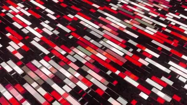 Bevægelse af flade farverige rektangulære figurer på en sort baggrund, sømløs løkke. Animation. Simpelt retro spil design, tetris. – Stock-video