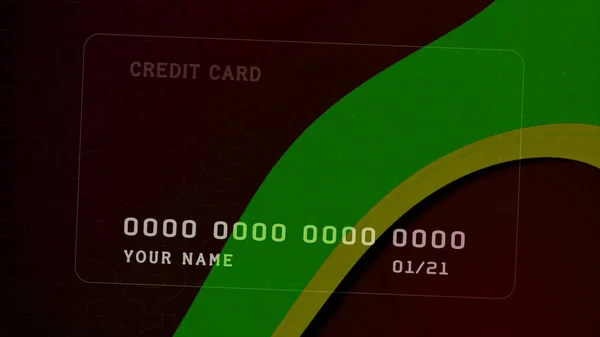 Cartão bancário de crédito transparente abstrato no fundo de curvas formas coloridas. Moção. Conceito de poupança, depósito bancário. — Fotografia de Stock
