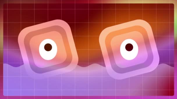 Abstract geometric background with squares, ovals, and circles imitating human eyes. Motion. Expressing emotions through simple shapes. — Stock Video