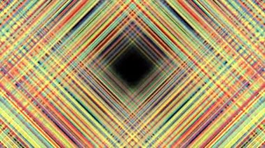 Parlak çaprazlanmış hareketli tellerle çevrili bir ekranın ortasındaki kare şekilli siyah boşluk. Animasyon. Kesişen çizgiler hareket grafikleri, pürüzsüz döngü.