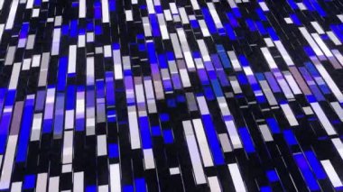 Veri akışının dikdörtgen çizgilerini siyah bir arkaplanda soyut hale getir. Animasyon. Hipnotik çizgiler bilgisayar şifreli bilgi, kusursuz döngü.