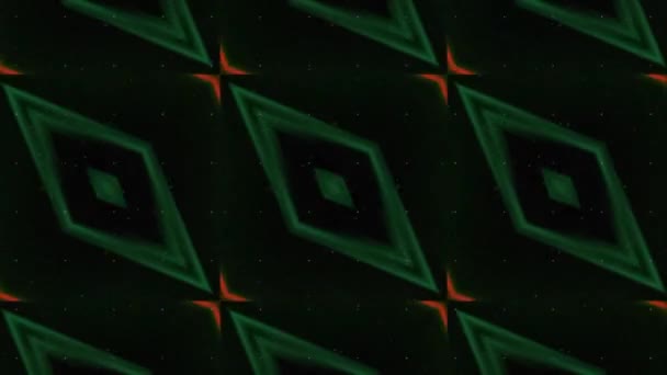 3d иллюстрация динамически мигающих ромбов, бесшовный цикл. Движение. Калейдоскоп с диагональными рядами неоновых фигур, меняющих цвет. — стоковое видео