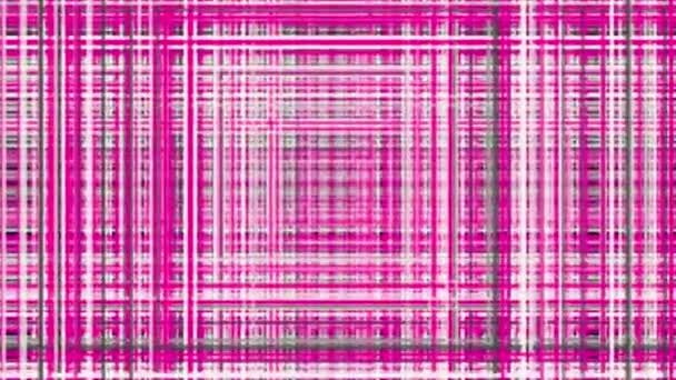 Fundo abstrato com cruzamento de linhas rosa e branco, loop sem costura. Animação. Linhas cruzadas criando um efeito de um túnel em forma de quadrado. — Vídeo de Stock