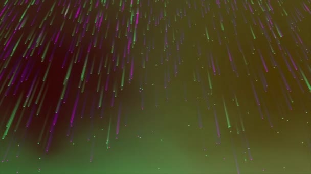 Abstracte veelkleurige sterrenval in de ruimte tegen de achtergrond van kosmische wolken. Beweging. Meteor douche van kleurrijke bewegende balken. — Stockvideo