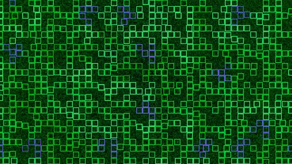 Tetris-Quadrate mit Neonlicht. Animation. Schöne Reihe von neonfarbenen Quadraten, die sich zufällig auf schwarzem Hintergrund bewegen. Hintergrund der Tetris-Quadrate — Stockfoto