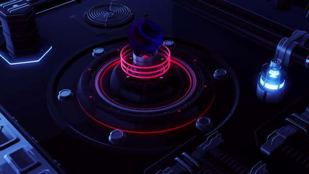 Spinning abstract details with bulbs on a black background, seamless loop. Motion. Space ship alien technologies details. — Stock Video