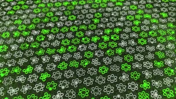 Abstract green and white wavy surface of moving circles, seamless loop. Animation. Rows of blinking round shaped geometric figures. — Stock Video