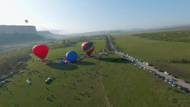 Україна Крима Серпня 2021 Баллони Готуються Зльоту Стріляли Вигляд Ранкову — стокове відео