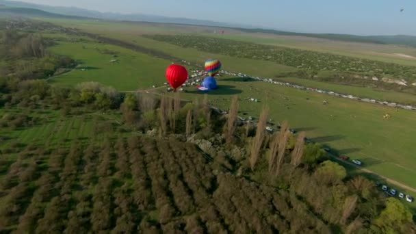 Ucrania Crimea Agosto 2021 Globos Preparándose Para Despegue Dispararon Vista — Vídeo de stock