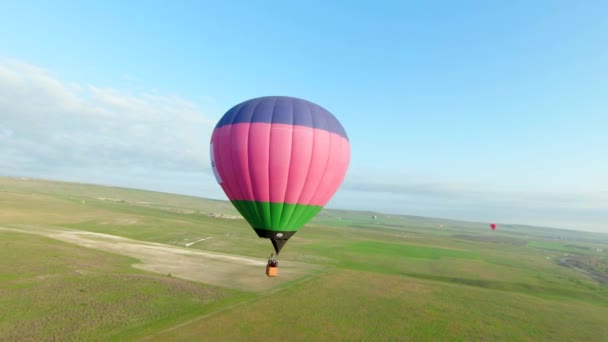 Ukraine Crimea August 2021 Top View Tourists Hot Air Balloon — 图库视频影像