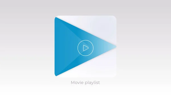 Music player button on white background. Motion. Moving button for playing music or movies. Colored arrow button in music player