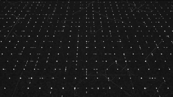 Diagram with moving points and lines. Animation. Virtual field with diagram and moving points in motherboard. Diagram of computer connections and moving information points — Stock Video