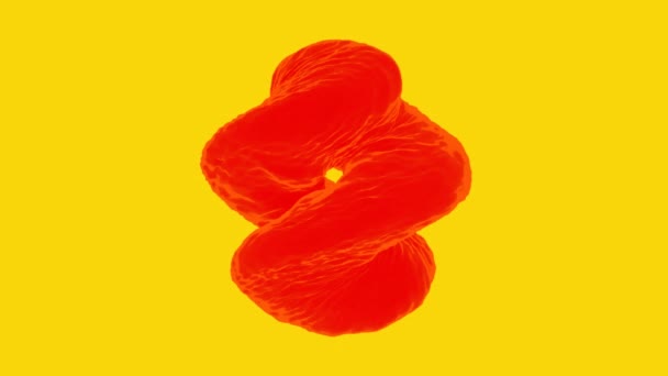 Abstrakt spinning flytande röd spiral förvandlas med ringar, sömlös loop. Design. Färgglada ovanliga vattenföremål i roterande rörelse. — Stockvideo