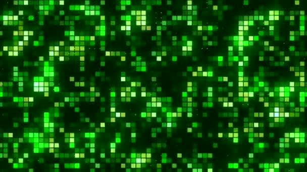 Fondo de brillantes píxeles disco. Moción. píxeles en movimiento y brillantes en estilo disco. Fondo brillante de cuadrados coloreados y brillantes — Vídeo de stock