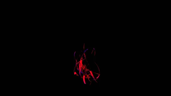 Movimento caótico de chamas de luz coloridas isoladas em um fundo preto, loop sem costura. Desenho. Linhas e listras dobradas e torcidas. — Fotografia de Stock