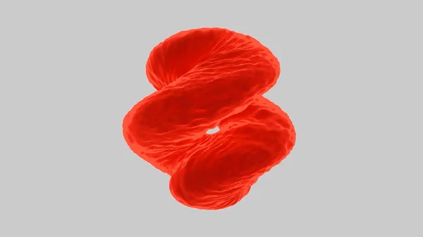 Résumé filature liquide spirale rouge transformant avec des ondulations, boucle sans couture. Design. Objet aquatique inhabituel coloré en mouvement rotatif. — Photo