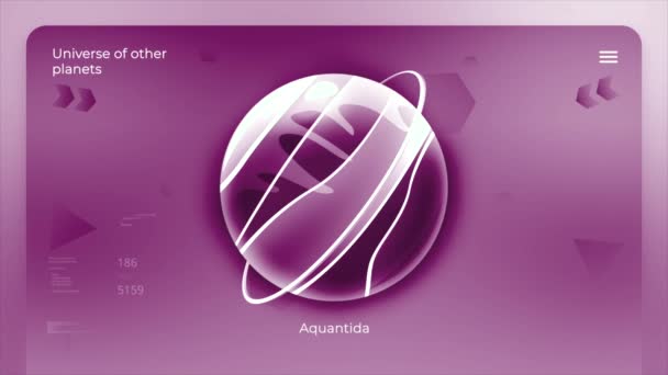 Design de cartão de crédito colorido abstrato com um planeta desconhecido. Moção. Fundo cósmico com objeto de espaço em forma redonda em um cartão de banco. — Vídeo de Stock