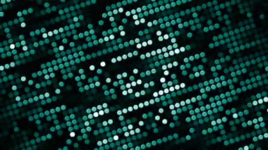 Renkli mozaik noktalar derede hareket ediyor. Hareket. Renkli noktalarla baş döndürücü bir animasyon. Mozaik noktaların akışı döner akış içinde hareket eder