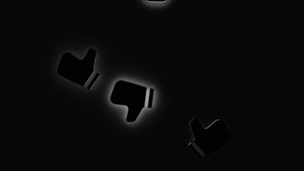 Vzhled symbolu palce nahoru, koncept jako a ocenění, monochromatický. Design. Černý vzor bílé siluety podobných ikon. — Stock video