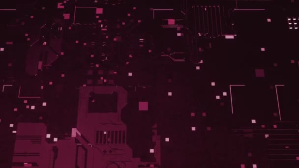 Animation impressionnante montre le flux de données dans une carte mère dans pc. Motion. Processeur mis en évidence parmi les circuits et composants électroniques, concept de communication numérique.