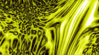 Ayna efektli renkli sıvının hareketi. Hareket. Uzayda hareket eden ve parıldayan üç boyutlu sıvı animasyonu. Güzel zehirli sıvılar parıldıyor ve geriliyor.