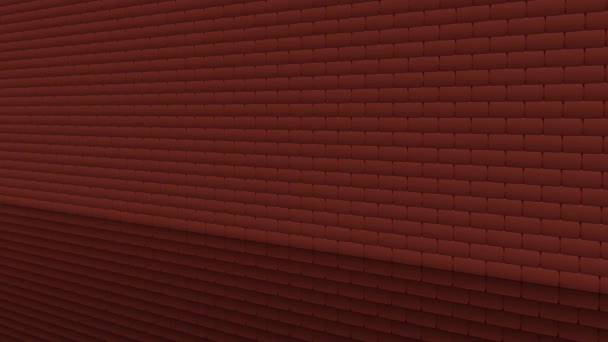Ögonblick av att förstöra en röd tegelvägg med betongsfärer på en mörk bakgrund. Design. Bryta en vägg med många tegelstenar faller ner, begreppet konstruktion. — Stockvideo