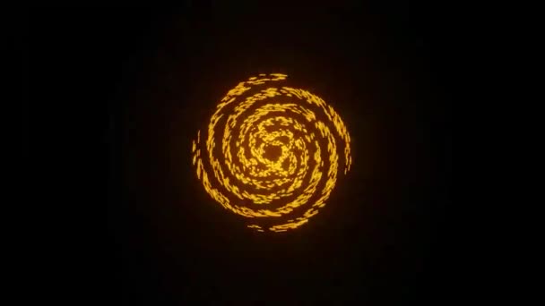 Abstrakt snurrande rymdföremål med stjärnsvansar. Design. Färgglada kosmiska kometer roterande på en svart bakgrund med många partiklar. — Stockvideo