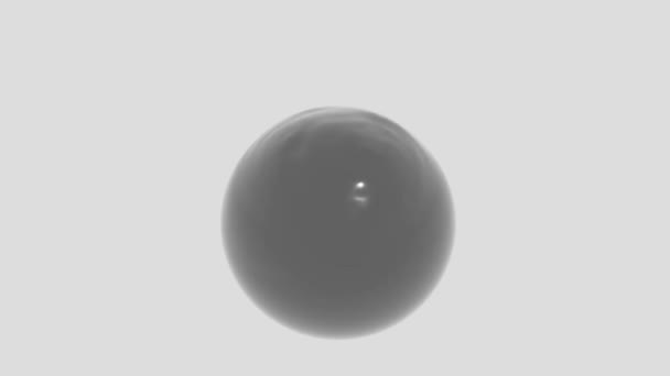 Abstrakte vibrierende 3D runde Figur, die kleinere Tropfen verteilt. Design. Flüssige graue Kugel mit Wellen isoliert auf weißem Hintergrund. — Stockvideo