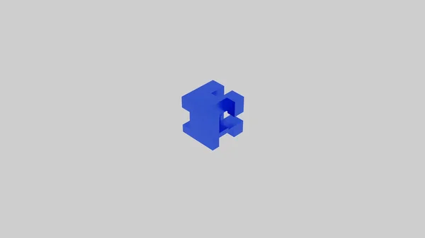 Animering av transformerande kub. Design. Liten färgad kub byter delar och form på isolerad bakgrund. Byta singelkvadrat. Kvadrat med transformerande delar som Rubiks kub — Stockfoto