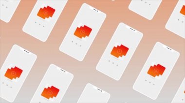 Yeni yazılım detaylarının tanıtıldığı soyut akıllı telefon ekranı. Hareket. Müzik ve video dosyaları için dizinler.