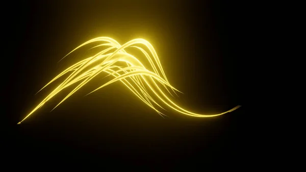 Mouvement d'ondulation chaotique de lignes lumineuses qui transforment, boucle transparente. Design. Rayures torsadées fluides et courbées isolées sur fond noir. — Photo