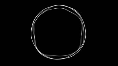 Çoklu beyaz çemberler siyah arkaplan üzerinde dönüyor