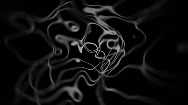 Siyah zemin üzerinde gelişen beyaz soyut çizgiler