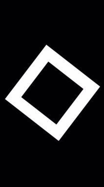 Siyah ve beyaz dönen kare, beyaz kare merkezde siyah arkaplan üzerinde pürüzsüzce dönüyor