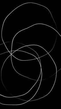 Üst üste binen beyaz dairelerin siyah arkaplan üzerinde dönmesinin soyut animasyonu