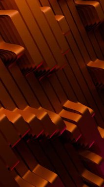 Turuncu ve kırmızı soyut geometrik şekiller kusursuz ve tatmin edici bir döngü animasyonunda hareket eder