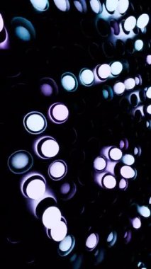 Undulating surface with rows of moving glowing cylinders creating a seamless technological loop