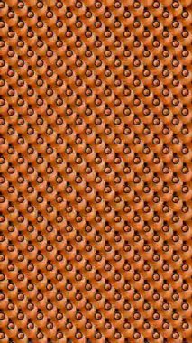 Turuncu ve siyah geometrik şekillerde titreşen bir şablona sahip soyut bir arka plan bir illüzyon yaratıyor.