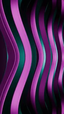 Soyut pembe ve yeşil dalgalı çizgiler pürüzsüz bir döngü animasyonunda koyu bir arka planda pürüzsüzce akıyor.