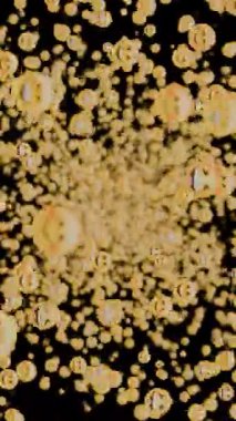 Hundreds of laughing and smiling emoji faces floating and moving towards the camera on a black screen