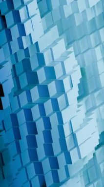 Blue geometric cube shapes moving up and down in a seamless looping wave like motion background