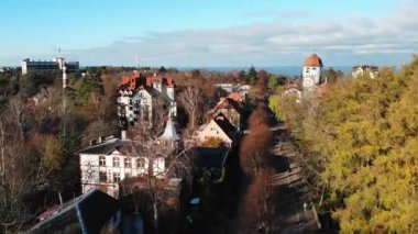 Svetlogorsk şehrinin havadan görünüşü, Kalininingrad oblast, kendine özgü mimarisi ile