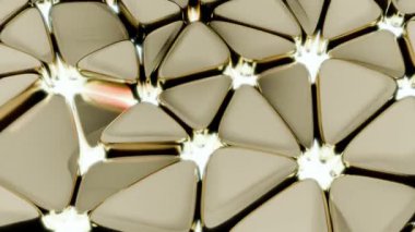 Altın Üçgen Modüller Parlak Işıkları Yansıtır, Lüks Ürün Hazırlama Gösterileri Yönlendirilmiş Kafes