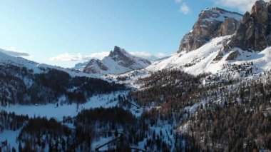 Karlı Alp Vadisi 'nde Sunlit Tepeleri, Aşağı yamaçlardaki Yoğun Çam Ormanı, Donmuş Çayırlar ve Rüzgarlı. Medya