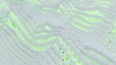 Yeşil Işıldayan Küp Izgarası Dalgalanan Dijital Arazi Verisi Haritalayıcı Taramaları Yumuşak Naneli Sinyal Vadileri