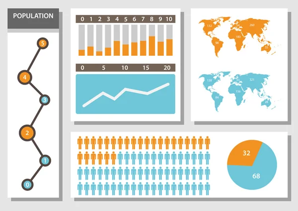 Crescimento populacional e gráfico — Vetor de Stock