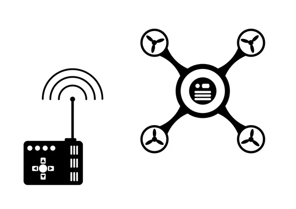 Drone ve Uzaktan kumanda — Stok Vektör